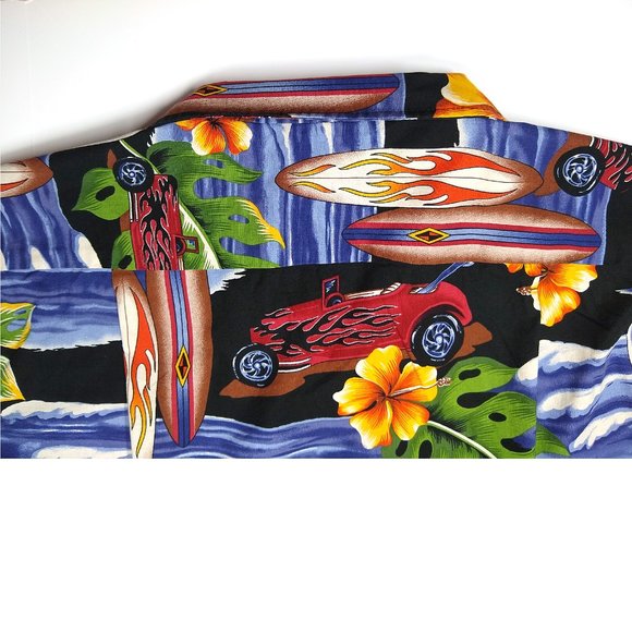 Vintage Hotrod Classic Car Men's HAWAIIAN SHIRT Styled by RJC Made in Hawaii L - Picture 4 of 12